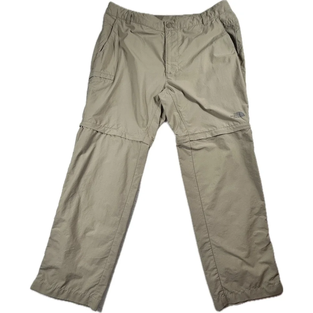 The North Face Mens 38 Short Convertible Hiking Pants Khaki Tan Zip Off Cargo